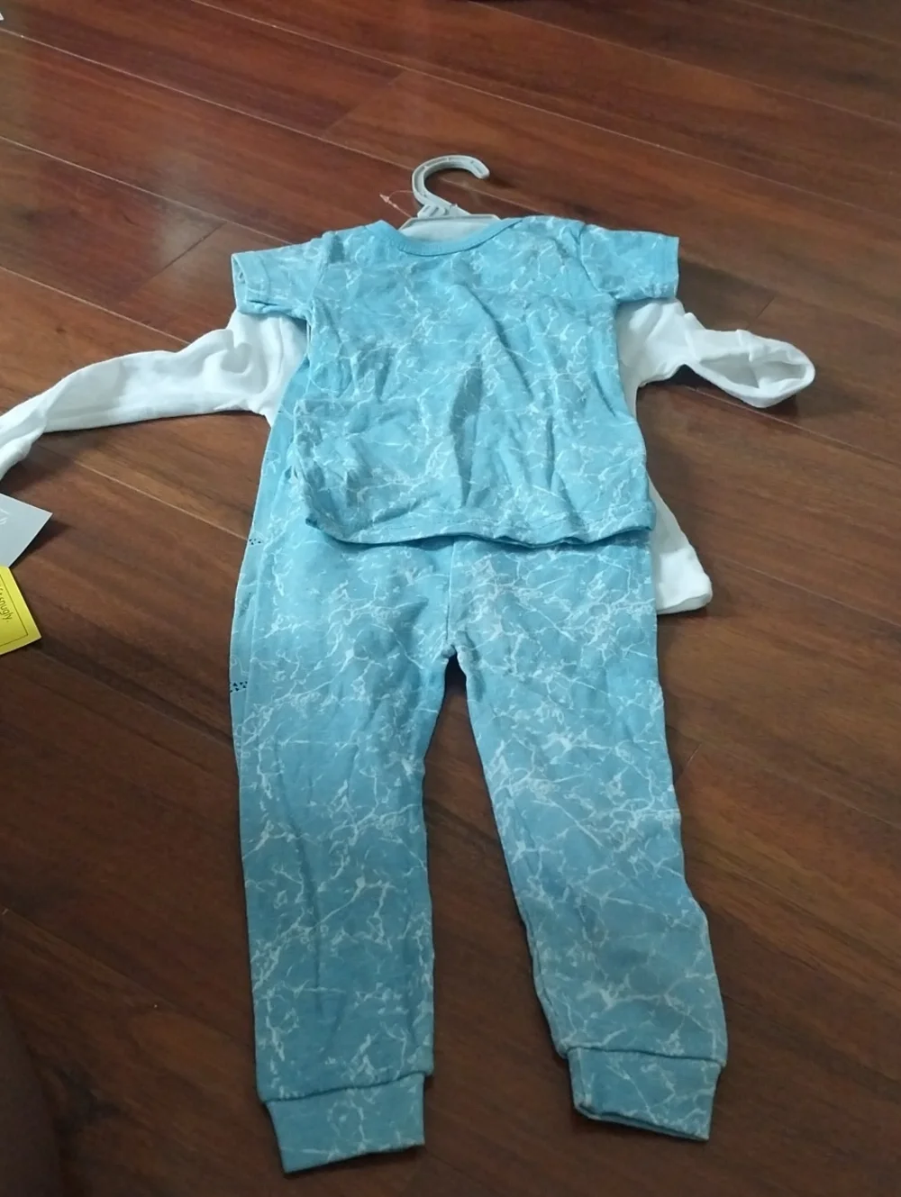 Baby Dino 2 PC Pajama Set - White Top & Light Blue Pants